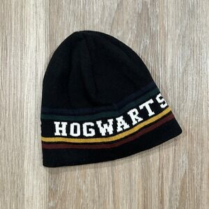 Harry Potter Hogwarts Beanie spell out black with‎ color stripes Winter Hat Cap